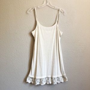 Umgee Cream Long Ribbed Lace Hem Cami Tank XL